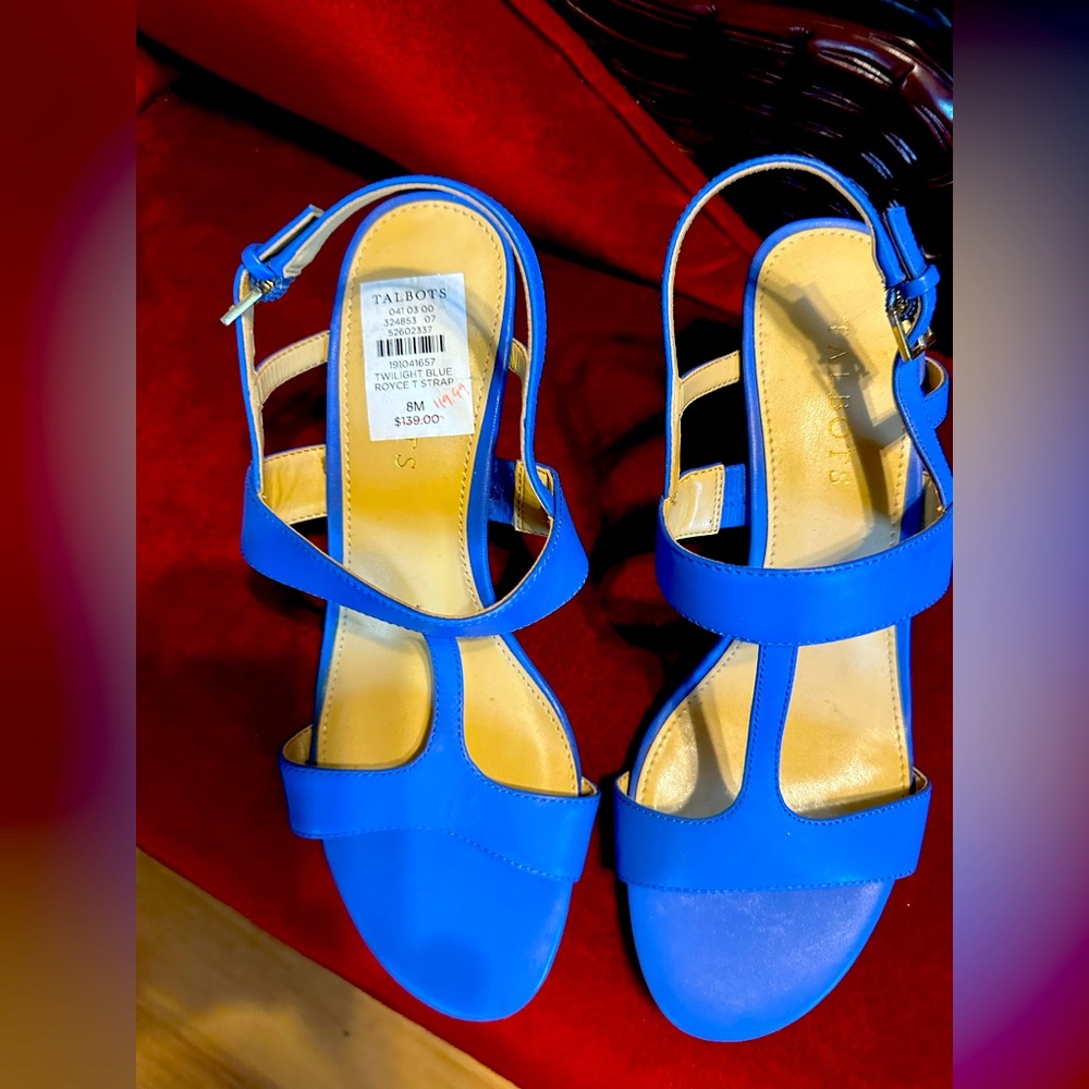 Talbots Blue Strappy Sandals with Ankle Buckle